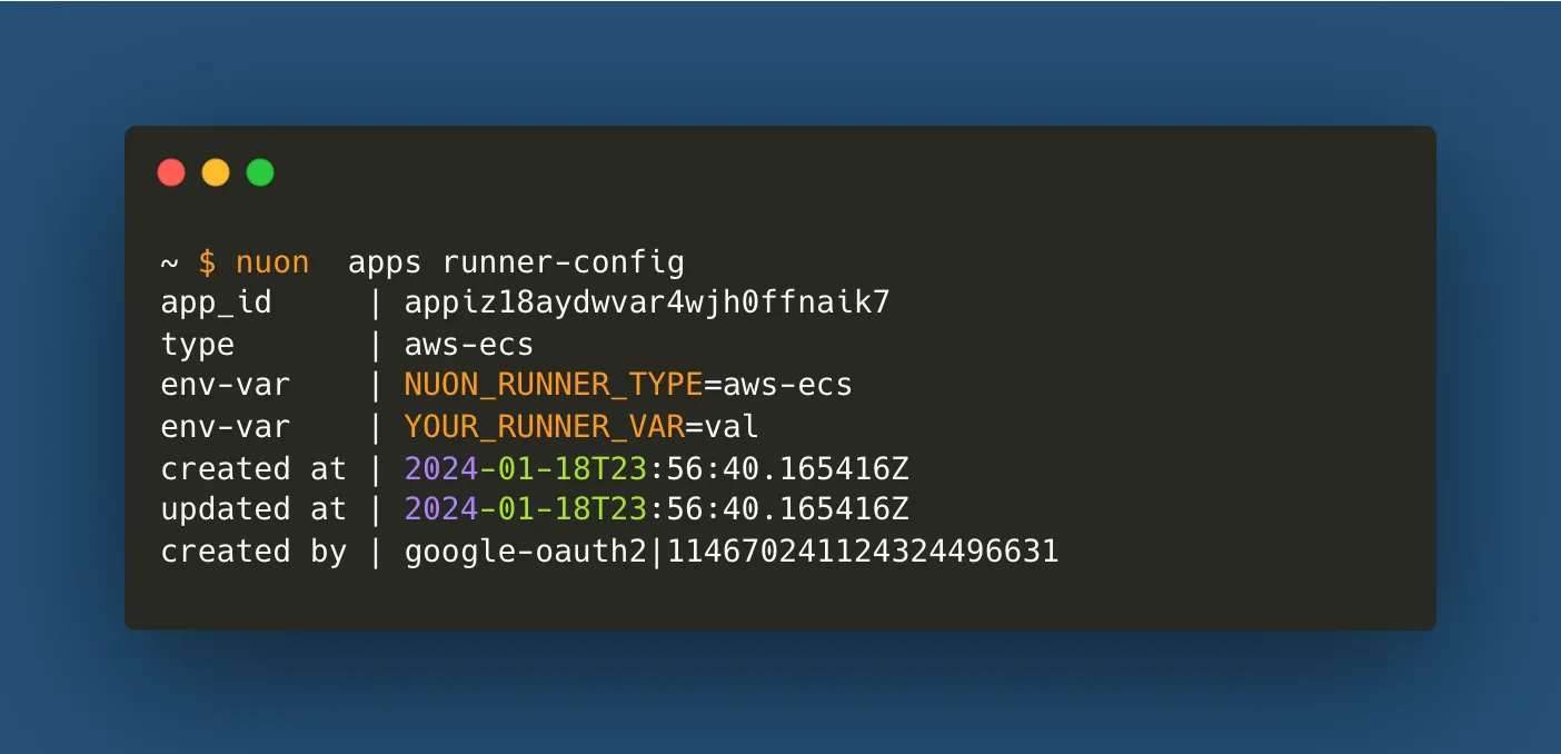 runner config